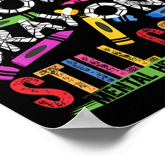 壊れたクレヨンはまだ色の精神的な健康を待っている ポスター (角)