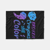 壊れたクレヨンはまだ色の自殺認識度月 フリースブランケット (正面(横))