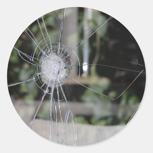 壊れたショーウィンドウクラシックラウンドステッカー ラウンドシール (正面)