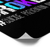 壊れたティール(緑がかった色)と紫のリボンの自殺防止A ポスター (角)