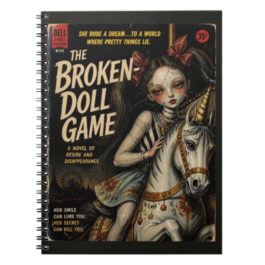 壊れたドールゲームファンタジーホラー本の表紙 ノートブック (正面)