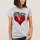 壊れたハートとスカル Tシャツ (正面)