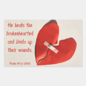壊れたハートのヒーラーPsalm 147:3聖なる書物、 経典アート 長方形シール (正面)