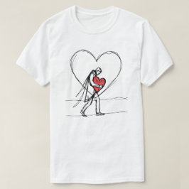 壊れたハートの愛のシルエット - エモーショナルアート Tシャツ
