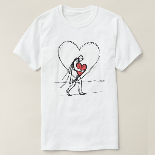 壊れたハートの愛のシルエット - エモーショナルアート Tシャツ (デザイン正面)
