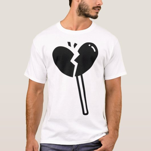 壊れたハートの棒付きキャンディ Tシャツ (正面)