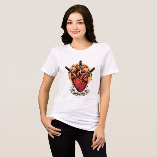 壊れたハートの短剣Tシャツ トライブレンドTシャツ (正面全面)