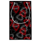 壊れたハートは黒い背景に赤と灰色 スモールペーパーバッグ (裏面)