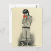 壊れたハートボーイ子犬はがき ポストカード (正面/裏面)