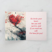 壊れたハート勇気付けられるカード サンキューカード (内部)