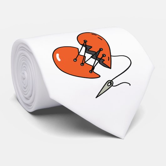 壊れたハート赤 ネクタイ (ロール)