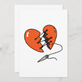 壊れたハート赤 招待状 (正面/裏面)