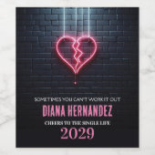 壊れたハート離婚パーティー ワインラベル (シングルラベル)