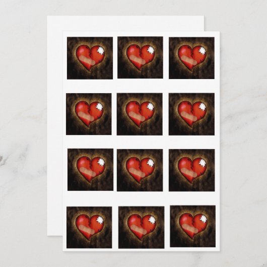 壊れたハート/修復ハートの招待 招待状 (正面/裏面)