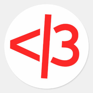 壊れたハート/有効なハートスタンプ ラウンドシール