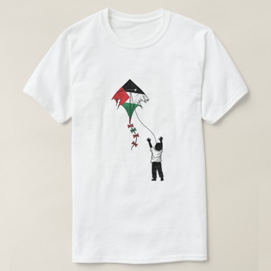 壊れたパレスチナの凧 - 子供たちの闘争 Tシャツ (デザイン正面)
