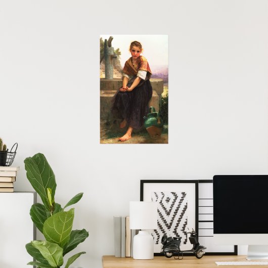 壊れたピッチャーWilliam-Adolphe Bouguerau Canvas ポスター (ホームオフィス)