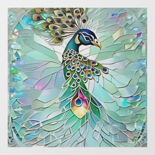 壊れたフェイクガラス孔雀 ウィンドウサイン (シート)