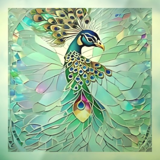 壊れたフェイクガラス孔雀 ウィンドウサイン (シート3)