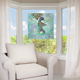 壊れたフェイクガラス孔雀 ウィンドウサイン