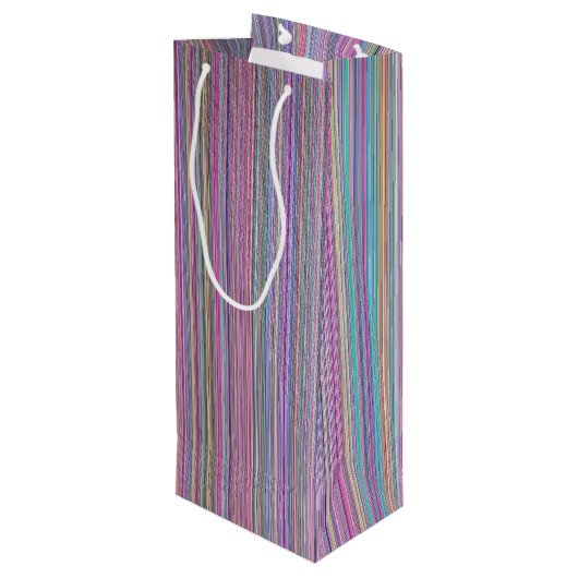 壊れたフラットスクリーンテレビのレインボーストライプ ワインギフトバッグ (裏面アングル)