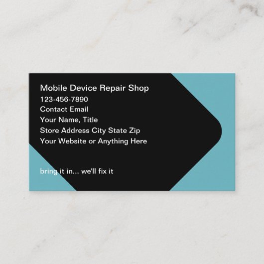 壊れたモバイルデバイス修復サービス 名刺 (正面)