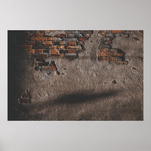 壊れたレンガのある壁 ポスター (正面)