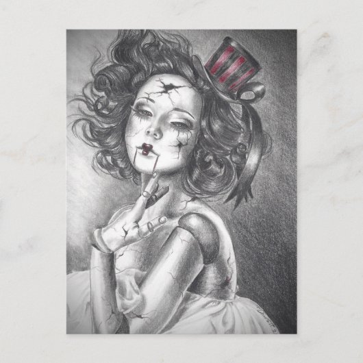 壊れた人形はがき不気味な人形カーニバル人形 ポストカード (正面)