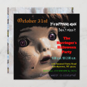 壊れた人形怖いハロウィーンセミグロス招待状 招待状 (正面/裏面)