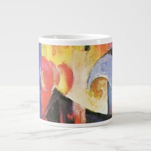 壊れた型枠by Franz Marc, ヴィンテージ抽象芸術アート ジャンボコーヒーマグカップ (正面)