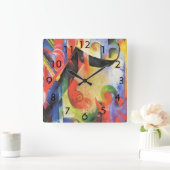 壊れた型枠by Franz Marc, ヴィンテージ抽象芸術アート スクエア壁時計 (ホーム)