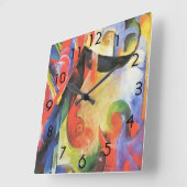 壊れた型枠by Franz Marc, ヴィンテージ抽象芸術アート スクエア壁時計 (傾斜)
