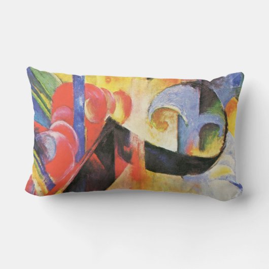 壊れた型枠by Franz Marc, ヴィンテージ抽象芸術アート ランバークッション (裏面)