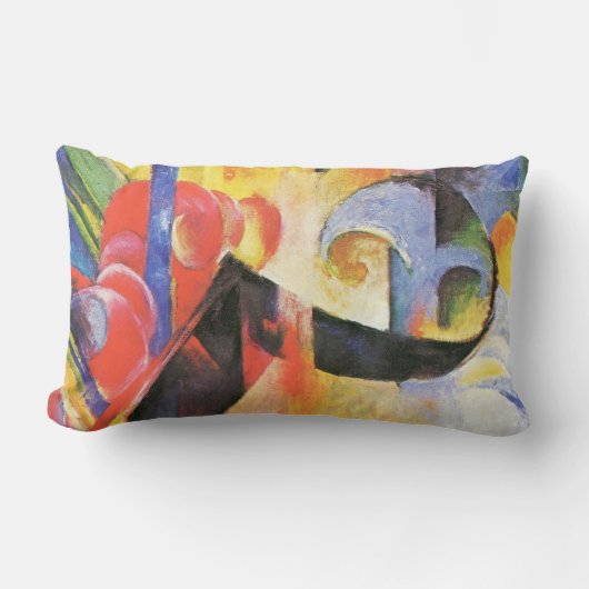 壊れた型枠by Franz Marc, ヴィンテージ抽象芸術アート ランバークッション (正面)