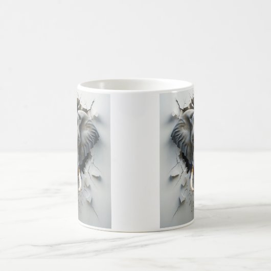 壊れた壁から現れる超現実的な象 コーヒーマグカップ (中央)