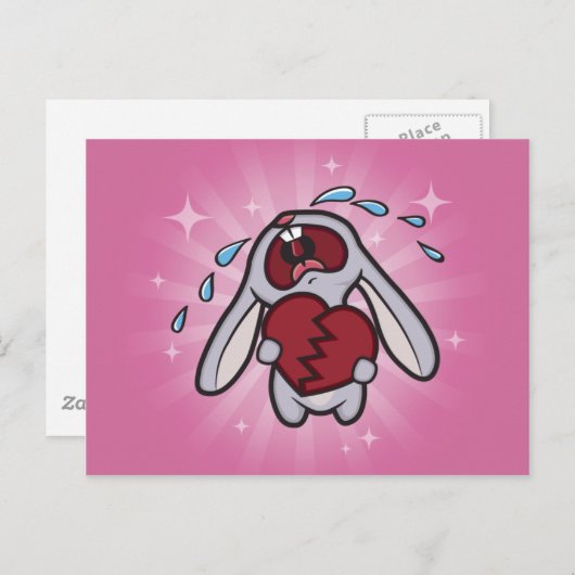 壊れた心のこもったバニー(ピンク)ポストカードアート ポストカード (正面/裏面)