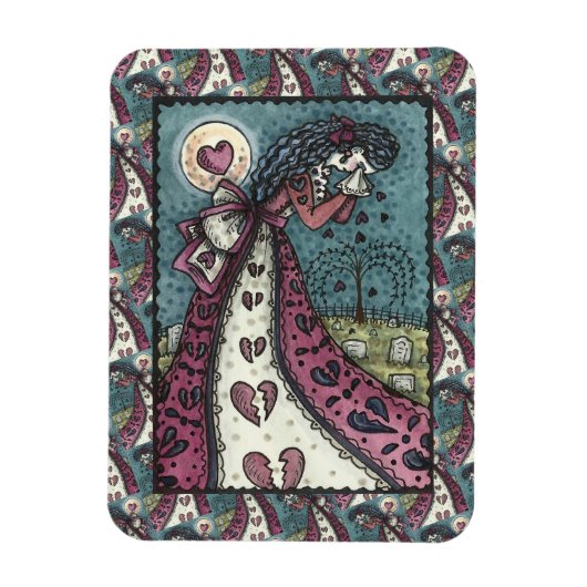 壊れた心を持った泣くバレンタイン墓地ゴシック マグネット (縦)