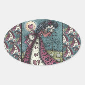壊れた心を持った泣くバレンタイン墓地ゴシック 楕円形シール (正面)