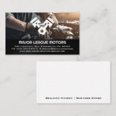 壊れた整備士で作業する自動エンジン 名刺 (正面/裏面)