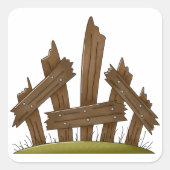 壊れた木製のフェンス素朴ファーミヤード スクエアシール (正面)