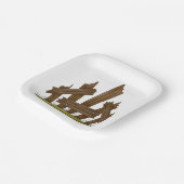 壊れた木製のフェンス素朴ファーミヤード ペーパープレート (傾斜あり)