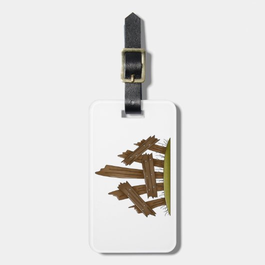 壊れた木製のフェンス素朴ファーミヤード ラゲッジタグ (正面縦)