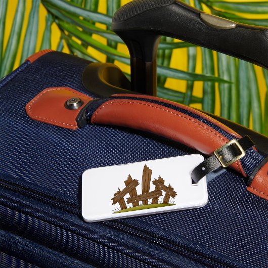 壊れた木製のフェンス素朴ファーミヤード ラゲッジタグ