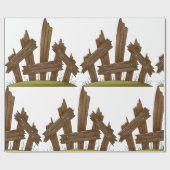 壊れた木製のフェンス素朴ファーミヤード ラッピングペーパー (フラット)