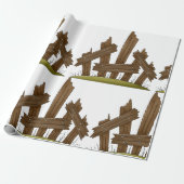 壊れた木製のフェンス素朴ファーミヤード ラッピングペーパー (アンロールド)