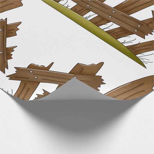 壊れた木製のフェンス素朴ファーミヤード ラッピングペーパー