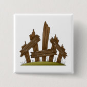 壊れた木製のフェンス素朴ファーミヤード 缶バッジ (正面)