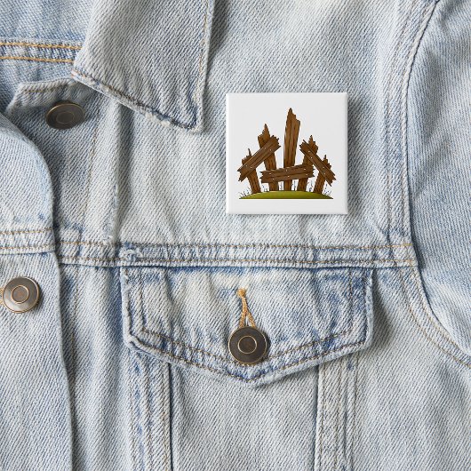 壊れた木製のフェンス素朴ファーミヤード 缶バッジ