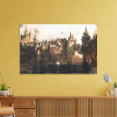 壊れた橋のある町 キャンバスプリント (インサイチュ (リビング))