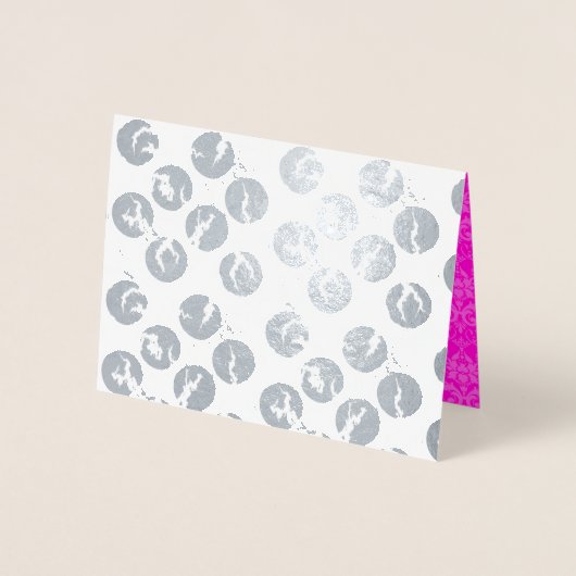 壊れた水玉模様カード |シルバーフォイルプリント 箔カード (正面)